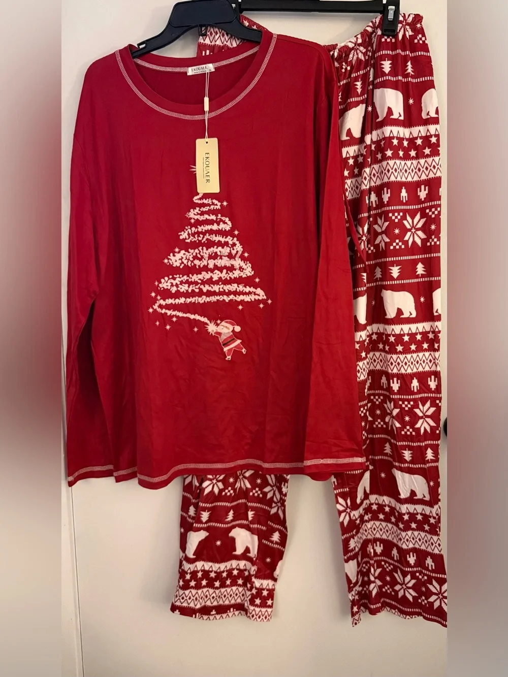 Women’s Red Holiday Christmas Tree Pajama Set -